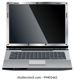 Vector of open laptop on white background