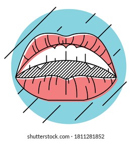 Los labios abiertos del vector en estilo gráfico