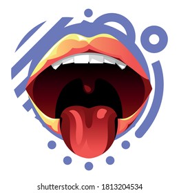 Vector open lips in graphic style