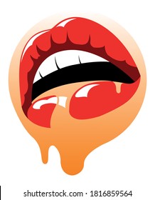 Vector open lips in graphic style