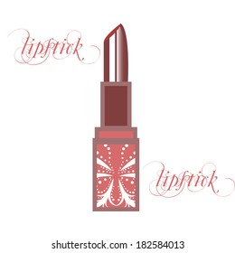 vector open lipstick in tube with floral pattern