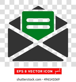 Vector Open Mail EPS vector icon. Illustration style is flat iconic bicolor green and gray symbol on a transparent background.