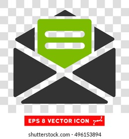 Vector Open Mail EPS vector icon. Illustration style is flat iconic bicolor eco green and gray symbol on a transparent background.