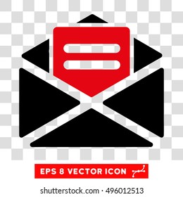 Vector Open Mail EPS vector pictogram. Illustration style is flat iconic bicolor intensive red and black symbol on a transparent background.