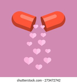 Vector open medical capsule with heart