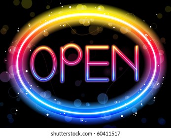 Vector Open Neon Sign Rainbow Color Stock Vector (Royalty Free ...