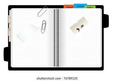 Vector open personal organizer