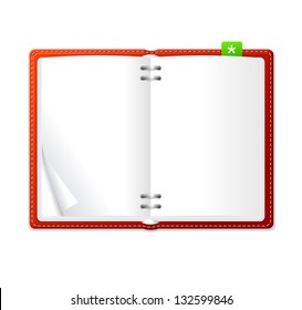 Vector open personal organizer book red