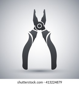 Vector Open Pliers icon. Open Pliers simple icon on a light gray background
