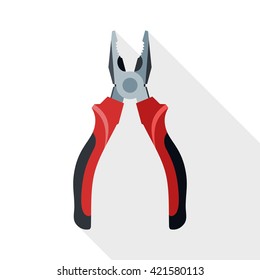 Vector Open Pliers icon. Open Pliers simple icon in flat style with long shadow on white background