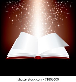 Vector Open Red Book With Stars Inside