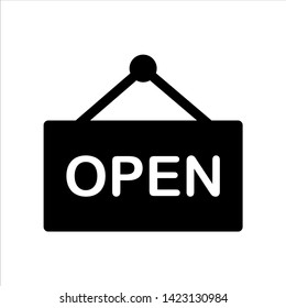 Vector open sign icon. black symbol with trendy flat style icon for web site design, logo, app, UI isolated on white background