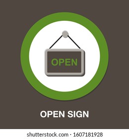 Vector Open Sign Illustration, Shopping Store Icon. Information Tag