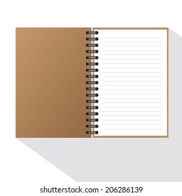 Vector open Spiral Brown note book wit line