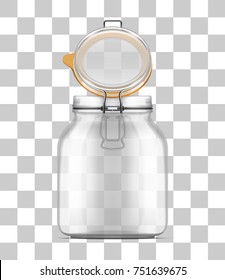 Vector open Swing Top Bale Jar with a rubber gasket isolated on transparent background. Realistic illustration.