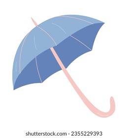 Vector open umbrella cartoon illustration. Rain protection blue umbrella isolated