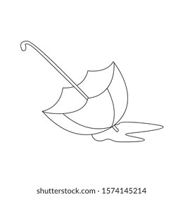 Vector open umbrella. Outline illustration.