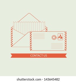 Vector open vintage air mail envelope illustration