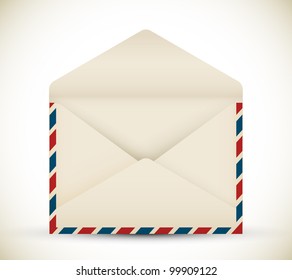 Vector open vintage air mail envelope icon