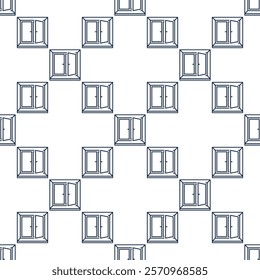 Vector Open Window concept outline seamless pattern