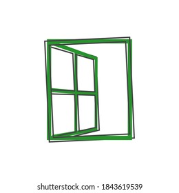 Vector open window icon. Window wide open on white isolated background.