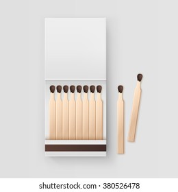 Vector Opened Blank Book Of Matches Top View Isolated on White Background