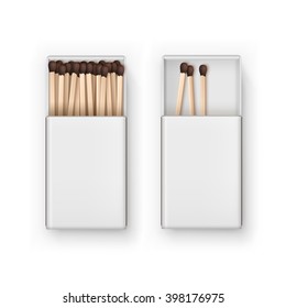 Vector Opened Blank Box Of Brown Matches Top View Isolated on White Background