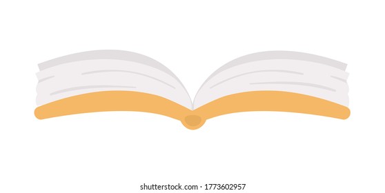 Vector opened book, front view. Back to school educational clipart. Cute flat style copybook. Blank sheets of paper. 
