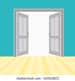 Vector Opened Doors Outside Room Floor Stock Vector (Royalty Free ...