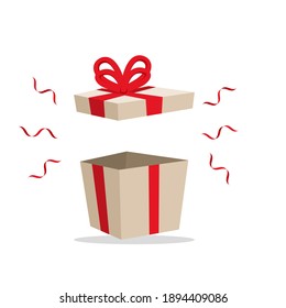 Vector of an opened gift box with red bows full of surprise