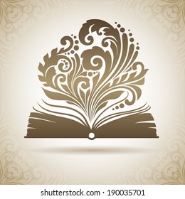 Vector Opened Magic Book With Ornamental Patterns