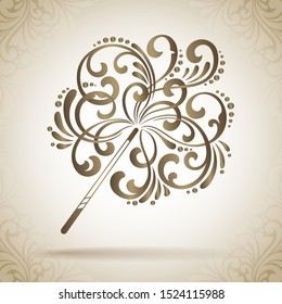 Vector opened magic wand with ornamental patterns