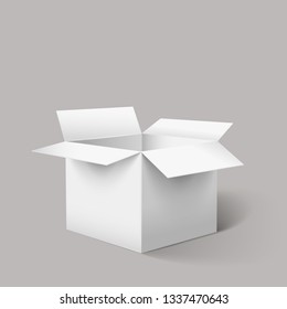 Vector opened realistic paper box on transparent background, ready to use.