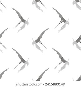 Vector Opener for Bottle Icon Isolated on White Background. Modern Corkscrew Seamless Pattern.