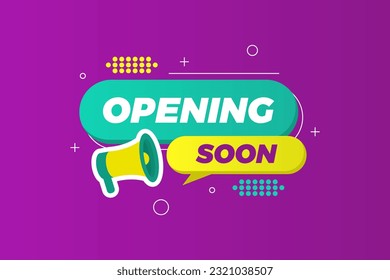 vector opening soon in purple background