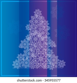 Vector openwork cover for book, magazine or greeting card for New Year, Christmas  in winter style with paper cut abstract snowflakesNew Year background; Christmas card.  Christmas Decoratio