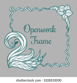 Vector openwork frame with swan