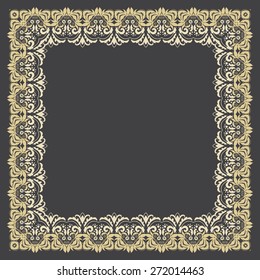 Vector openwork square frame. Decorative element.