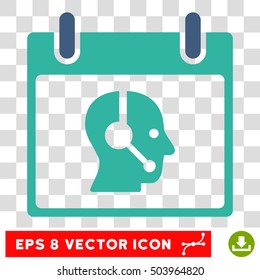Vector Operator Calendar Day EPS vector pictograph. Illustration style is flat iconic bicolor cobalt and cyan symbol on a transparent background.