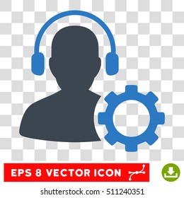 Vector Operator Configuration EPS vector pictogram. Illustration style is flat iconic bicolor smooth blue symbol on a transparent background.