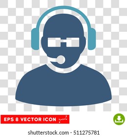 Vector Operator EPS vector pictogram. Illustration style is flat iconic bicolor cyan and blue symbol on a transparent background.