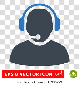 Vector Operator EPS vector pictograph. Illustration style is flat iconic bicolor smooth blue symbol on a transparent background.