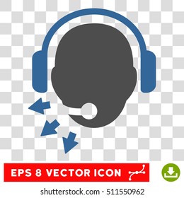 Vector Operator Message EPS vector pictogram. Illustration style is flat iconic bicolor cobalt and gray symbol on a transparent background.