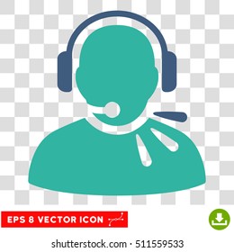 Vector Operator Message EPS vector pictogram. Illustration style is flat iconic bicolor cobalt and cyan symbol on a transparent background.