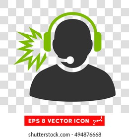 Vector Operator Message EPS vector pictograph. Illustration style is flat iconic bicolor eco green and gray symbol on a transparent background.
