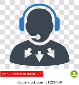 Vector Operator Message EPS vector pictograph. Illustration style is flat iconic bicolor smooth blue symbol on a transparent background.