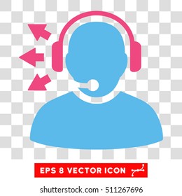 Vector Operator Message EPS vector pictograph. Illustration style is flat iconic bicolor pink and blue symbol on a transparent background.