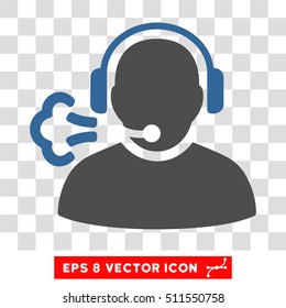 Vector Operator Message EPS vector pictograph. Illustration style is flat iconic bicolor cobalt and gray symbol on a transparent background.