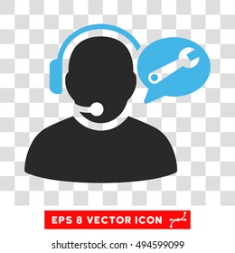 Vector Operator Service Message EPS vector pictogram. Illustration style is flat iconic bicolor blue and gray symbol on a transparent background.