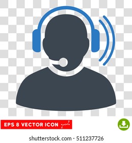 Vector Operator Signal EPS vector icon. Illustration style is flat iconic bicolor smooth blue symbol on a transparent background.